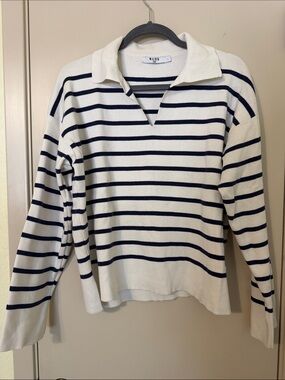 NA-KD White Collared Striped Pullover Sweater